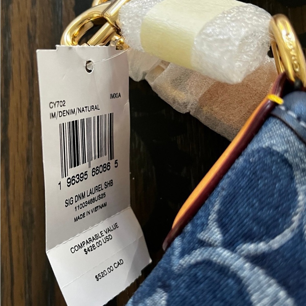 Coach Small Laurel Signature Denim Shoulder Bag - Picture 5 of 7
